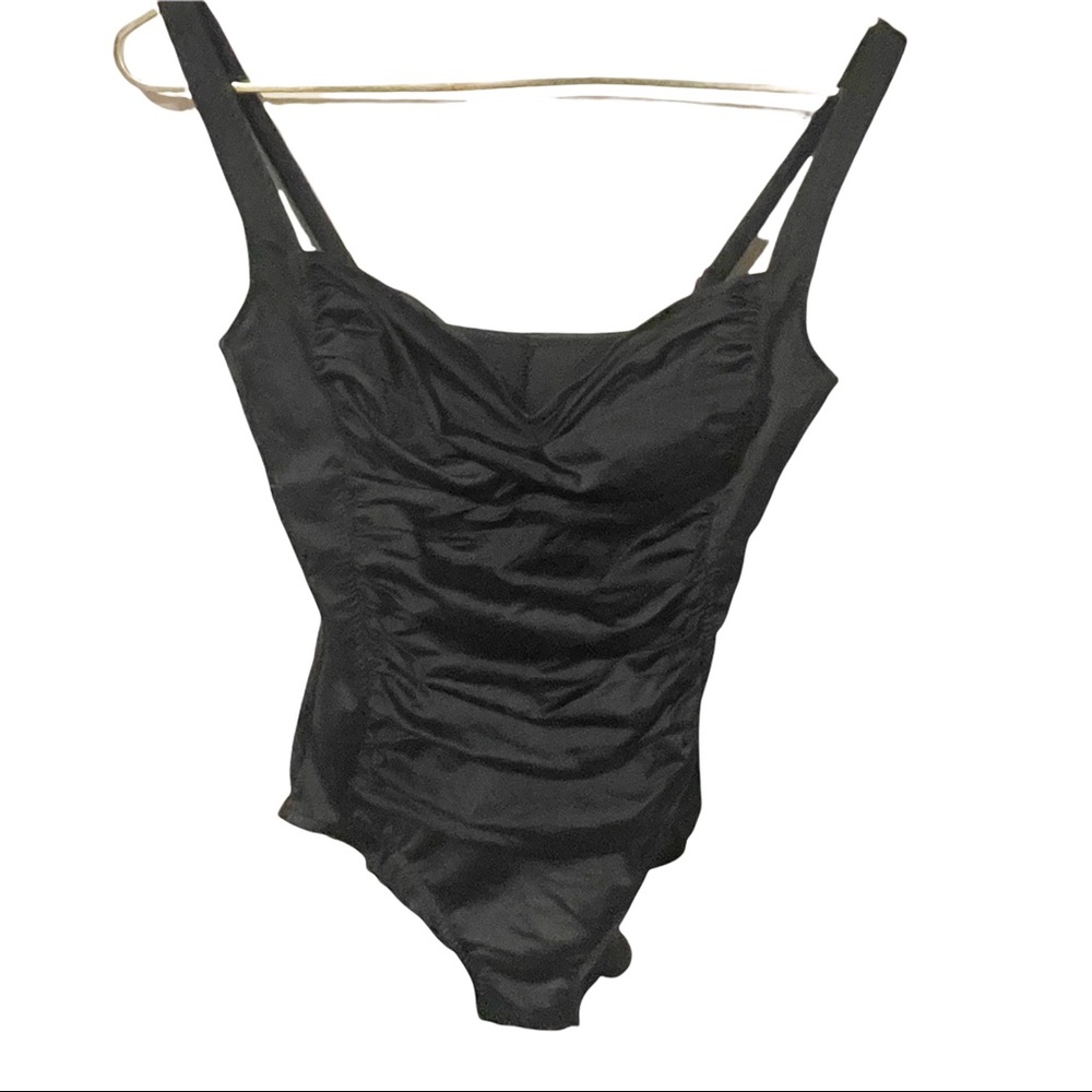 Croft & Barrow Womens Size 12‎ Black CInched Ruched One Piece Swim Bathing Suit